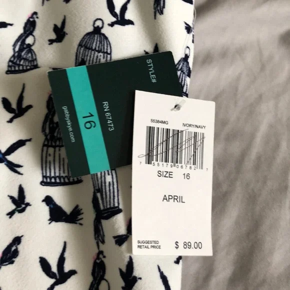 NEW! Gabby Skye Birdcage Print Shift Dress Birds Mod‎ Coastal Grandmother - Picture 7 of 13